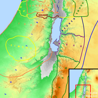 Map Of Judea And Galilee. Bible Map: Judah and