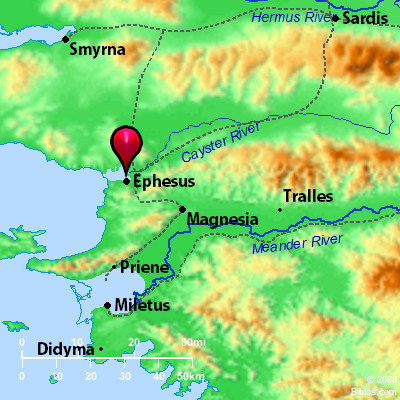 Ephesus On The Map Bible Map: Ephesus