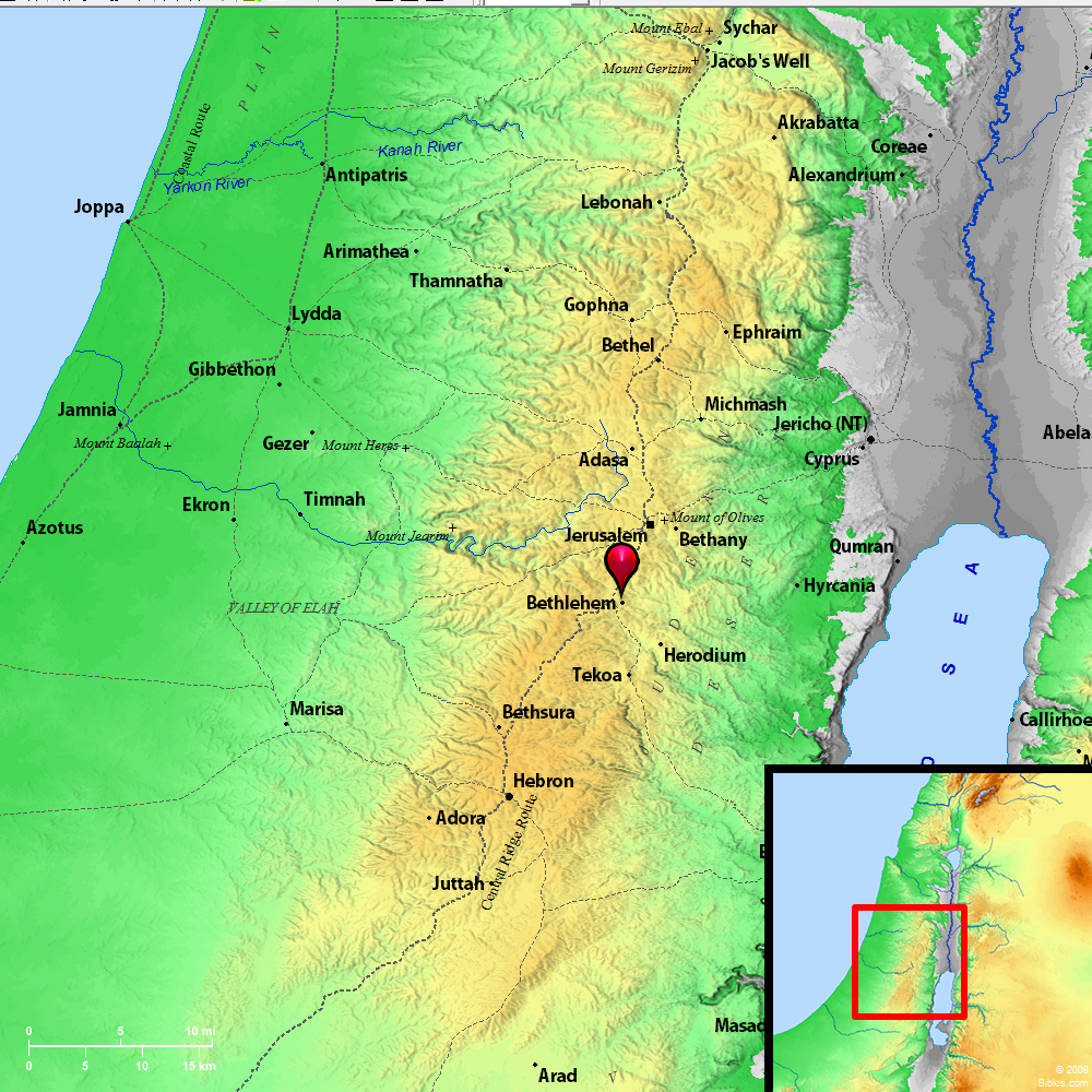 Bible Map Bethlehem   Bethlehem 